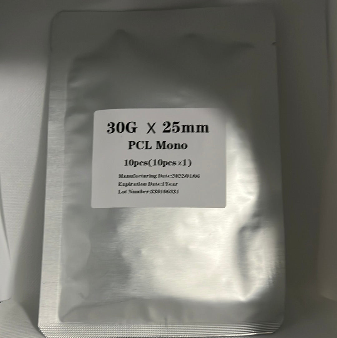 PCL Thread Mono Eye Thread (BLUNT) 30G, 25MM - 20pcs - Brand MiamiDermatology.net - Facial Lifting PDO Threads / PCL Threads