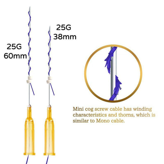 2024 SALE- PDO Thread Mini Cog Screw (SHARP) 25G, 38MM - 10pcs - Brand MiamiDermatology.net - Facial Lifting PDO Threads / PCL Threads