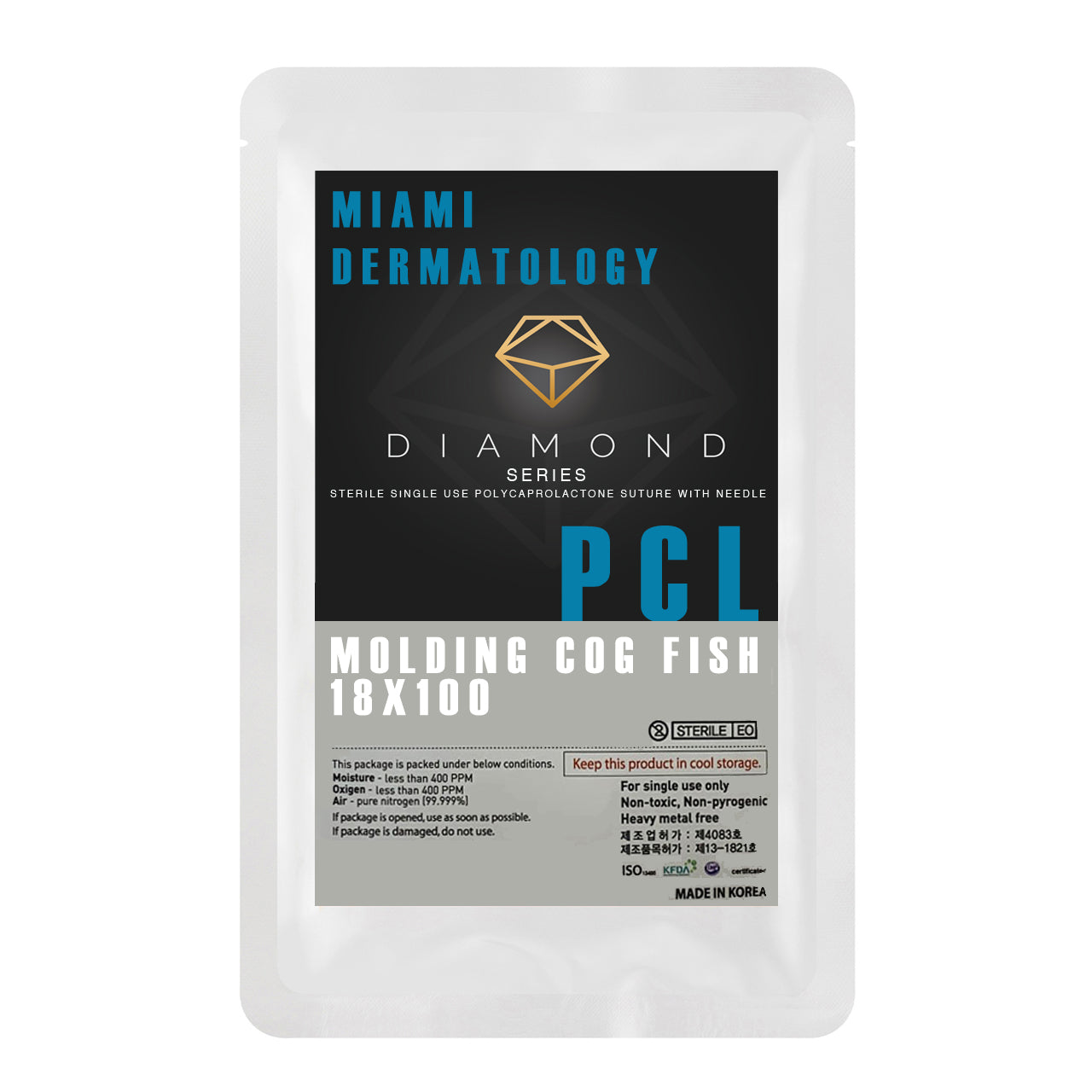 SALE PCL Thread W FISHBONE Molding Cog (BLUNT) 18G, 100MM - 5pcs - Brand MiamiDermatology.net - Facial Lifting PDO Threads / PCL Threads