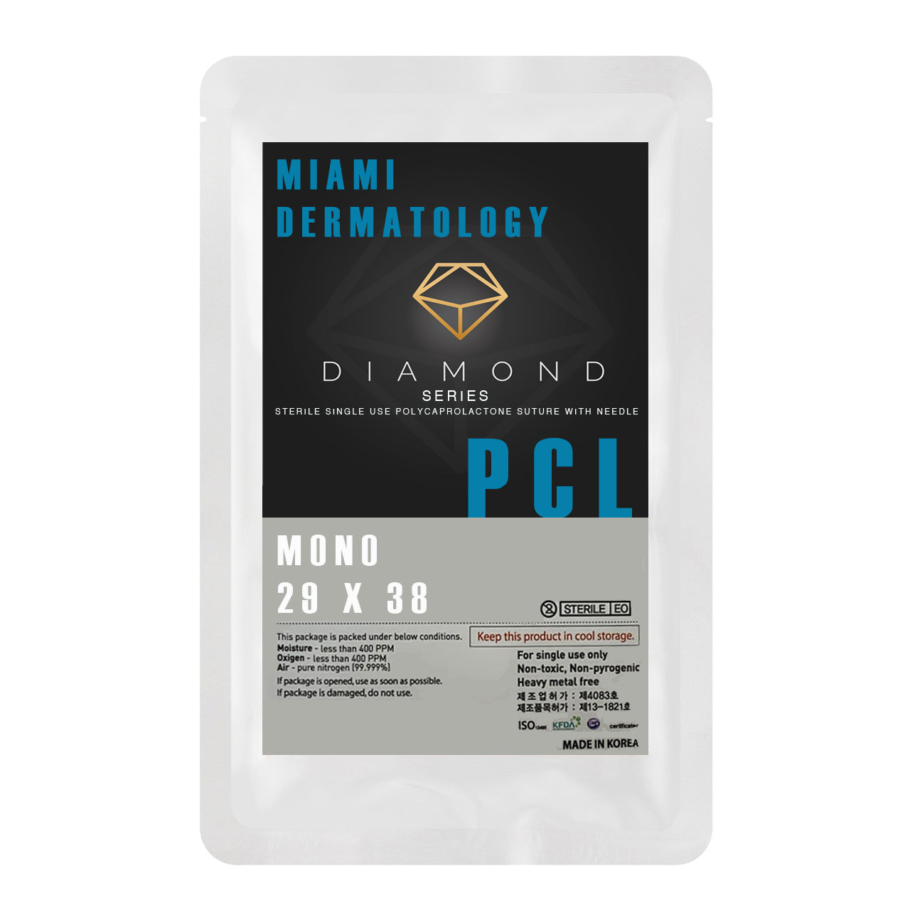 PCL Mono Thread (SHARP) 29G, 38MM - 10pcs - Brand MiamiDermatology.net - Facial Lifting PDO Threads / PCL Threads